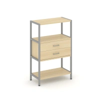 Односекционный стеллаж трехъярусный с ящиками Shelf System SN.STM-312 Тиквуд Светлый/Металл Серый 810×400×1246