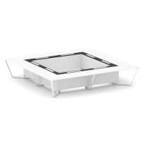 Стол для переговоров квадратный Steel Meet KM-PR.B.SP-20K2 / Тиквуд Светлый – Графит Глянец – Металл Белый / 4000×4000×750