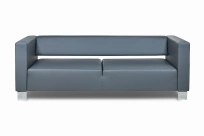 Диван офисный трехместный Горизонт Euroforma / Экокожа Euroline / Железно-серый / 2200×800×730