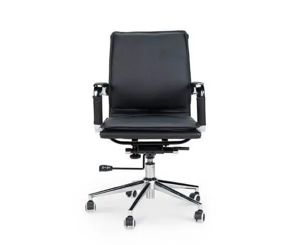 Кресло офисное NORDEN Харман LB / (black) хром / черная экокожа