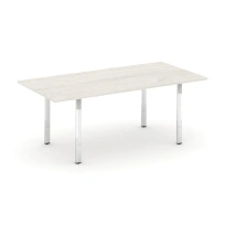 Стол для переговоров без лючка на П-образном металлокаркасе Style Project Direct Lux M-SN-6P.SPRG-198.3 Тиквуд Светлый/Нержавеющая Сталь/Хром 1980×980×750