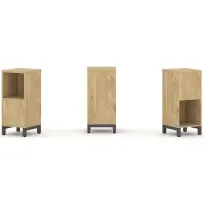 Стеллаж-перегородка двухсторонний низкий двухъярусный Style Project SN.NSD-211 Тиквуд Светлый/Металл Белый 387×400×881