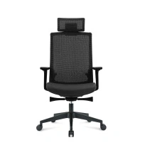 Кресло для руководителя NORDEN Ruby black / черный пластик / черная сетка / черная ткань
