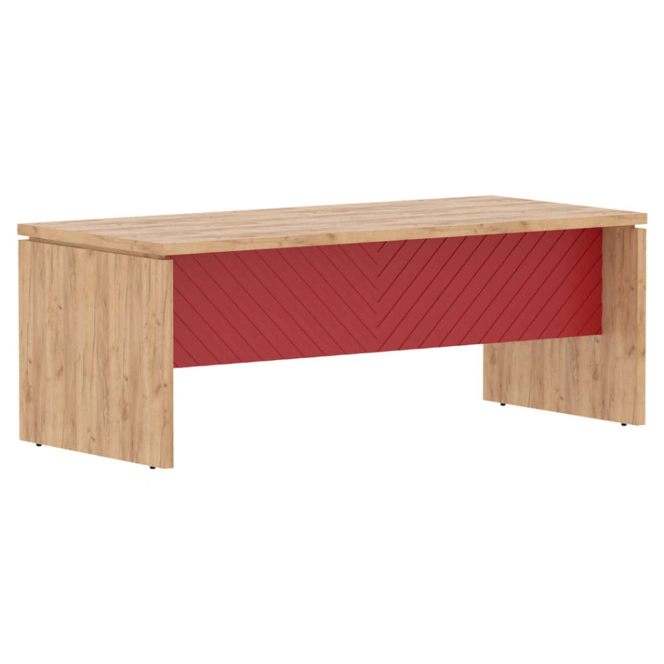 Стол для руководителя TLST 209 Дуб Бофорд Z/Красный 2000×900×750 TORR LUX