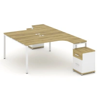 Concept Стол-бенч с 2 опорными тумбами CN.DSA-308 W Кобо/Металл Белый 1580×2400×750