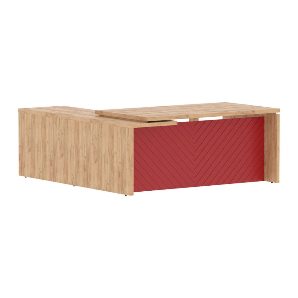 Стол руководителя TLCT 1820(R) Дуб Бофорд Z/Красный 1800х2000х750 TORR LUX