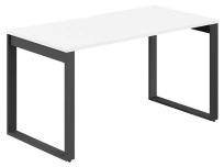Стол офисный с вырезом Allegro / 1600×700×750 / Профиль О-образный: 70×20 Антрацит / Столешница: Белый / AG.106.WH.V.72.AN