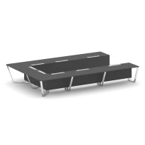 Стол для переговоров П-образный Steel Meet MD-PR.B.SP-15P / Тиквуд Светлый – Нержавеющая Сталь – Хром / 4800×3200×750