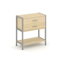 Односекционный стеллаж двухярусный с ящиками Shelf System SN.STM-212 Тиквуд Светлый/Металл Серый 810×400×879