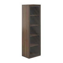 Шкаф для документов со стеклом Quartz / QZ.0301.WА.BL.GR / 620×450×2060  / Цвет: Американский орех / Рамка: Черная / Стекло: Графит