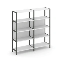 Двухсекционный стеллаж четырехъярусный Shelf System SN.STM-421 Тиквуд Светлый/Металл Антрацит 1590×400×1613