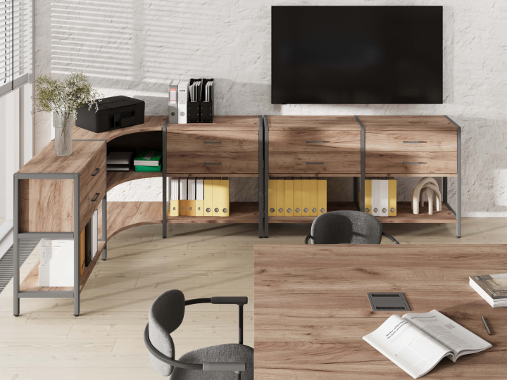 Мебель для персонала Shelf System цвет Дуб Табак / Металл Серый