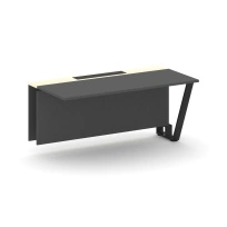 Сектор переговорного стола проходной Steel Meet KM-PR.B.SPPO-16 / Тиквуд Светлый – Графит Глянец – Металл Черный / 1600×800×750