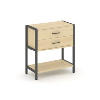 Односекционный стеллаж двухярусный с ящиками Shelf System SN.STM-212 Тиквуд Светлый/Металл Антрацит 810×400×879