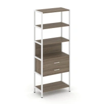 Односекционный стеллаж пятиярусный с ящиками Shelf System SN.STM-512 Дуб Табак/Антрацит/Металл Белый 810×400×1980
