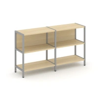 Двухсекционный стеллаж двухярусный Shelf System SN.STM-221 Тиквуд Светлый/Металл Серый 1590×400×879