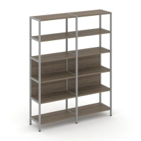 Двухсекционный стеллаж пятиярусный Shelf System SN.STM-521 Вяз Благородный/Металл Серый 1590×400×1980