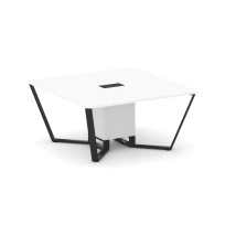 Стол для переговоров квадратный Steel Meet KD-PR.B.SP-08 / Тиквуд Светлый – Металл Черный / 1600×1600×750