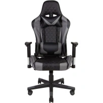 Кресло игровое NORDEN Lotus ONE / черно-серая экокожа/ пластиковая крестовина