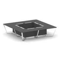 Стол для переговоров квадратный Steel Meet MD-PR.B.SP-16K / Тиквуд Светлый – Нержавеющая Сталь – Хром / 3200×3200×750