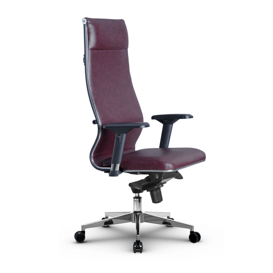 Кресло для руководителя Метта L 1m 42/4D_17841_Кожа перфорированная NewLeather – Темно-бордовый