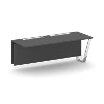 Сектор переговорного стола проходной Steel Meet MD-PR.B.SPPO-20 / Тиквуд Светлый – Нержавеющая Сталь – Хром / 2000×800×750