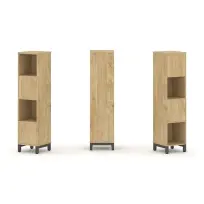 Стеллаж-перегородка двухсторонний средний четырёхъярусный Style Project SN.NSD-411 Тиквуд Светлый/Металл Белый 387×400×1615