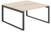 Стол-бенч с вырезом Allegro / 1400×1238×750  / Профиль О-образный: 70×20 Антрацит; / Столешница: Белый / AG.132.WH.V.72.AN