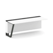 Сектор переговорного стола завершающий левый Steel Meet KM-PR.B.SPZO-20(L) / Тиквуд Светлый – Графит Глянец – Металл Антрацит / 2000×800×750