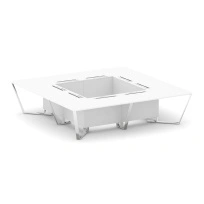 Стол для переговоров квадратный Steel Meet MD-PR.B.SP-16K / Тиквуд Светлый – Нержавеющая Сталь – Хром / 3200×3200×750