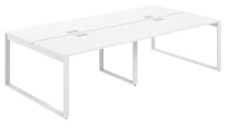 Стол-бенч с лючком Allegro / 3200×1438×750  / Профиль О-образный: 70×20 Белый / Столешница: Белый / AG.146.WH.L.72.WH