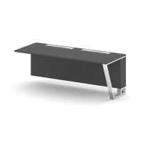 Сектор переговорного стола завершающий правый Steel Meet MD-PR.B.SPZO-20(R) / Тиквуд Светлый – Нержавеющая Сталь – Хром / 2000×800×750