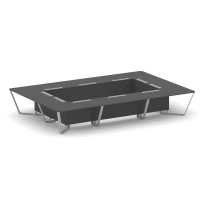 Стол для переговоров прямоугольный Steel Meet KD-PR.B.SP-20K / Тиквуд Светлый – Металл Серый / 4800×3200×750