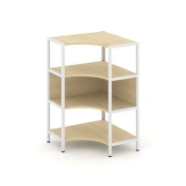 Односекционный угловой стеллаж трехъярусный Shelf System SN.STMU-311 Тиквуд Светлый/Металл Белый 810×810×1246