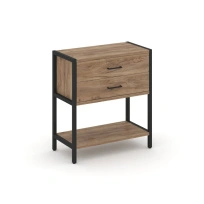 Односекционный стеллаж двухярусный с ящиками Shelf System SN.STM-212 Тиквуд Светлый/Металл Черный 810×400×879