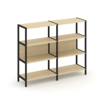 Двухсекционный стеллаж трехъярусный Shelf System SN.STM-321 Тиквуд Светлый/Металл Черный 1590×400×1246