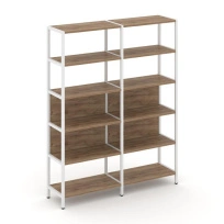 Двухсекционный стеллаж пятиярусный Shelf System SN.STM-521 Вяз Благородный/Металл Белый 1590×400×1980