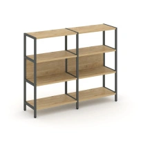 Двухсекционный стеллаж трехъярусный Shelf System SN.STM-321 Тиквуд Светлый/Металл Антрацит 1590×400×1246