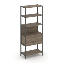 Односекционный стеллаж пятиярусный с ящиками Shelf System SN.STM-512 Дуб Табак/Антрацит/Металл Антрацит 810×400×1980
