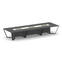 Стол для переговоров квадратный Steel Meet KM-PR.B.SP-16 / Тиквуд Светлый – Графит Глянец – Металл Черный / 4800×1600×750