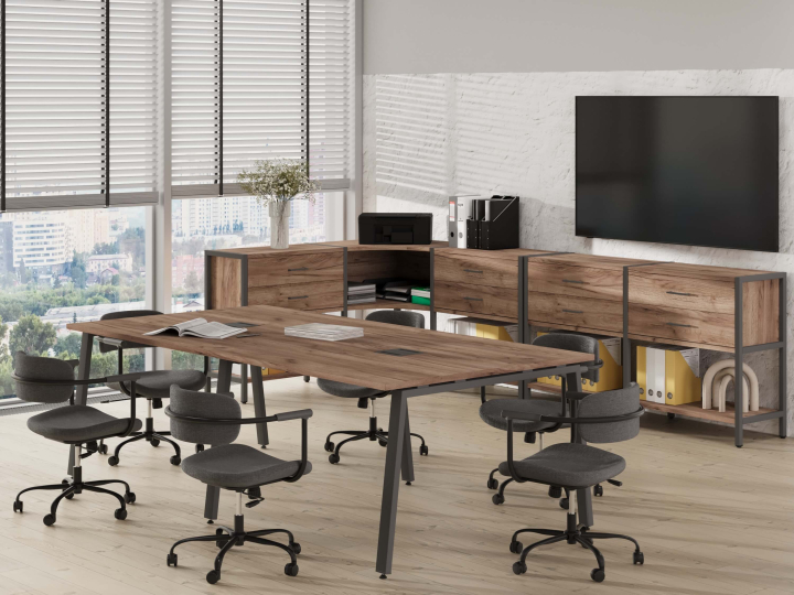 Мебель для персонала Shelf System цвет Дуб Табак / Металл Серый