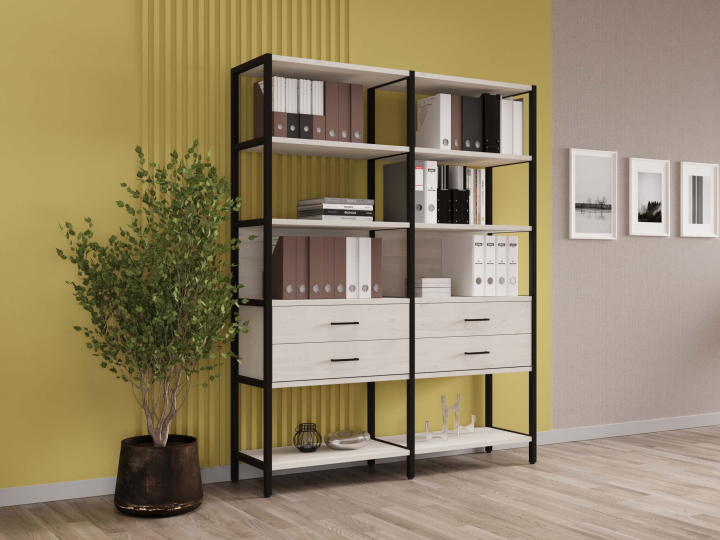 Мебель для персонала Shelf System цвет Дуб Наварра / Металл Черный