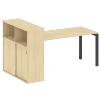 Metal System Quattro Стол офисный с шкафом-купе на П-образном м/к 50БП.РС-СШК-3.4 Т Вяз/Мокко металл 2010×1120×1098