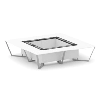 Стол для переговоров квадратный Steel Meet KM-PR.B.SP-16K / Тиквуд Светлый – Графит Глянец – Металл Серый / 3200×3200×750