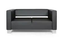 Диван офисный двухместный Горизонт Euroforma / Экокожа Euroline / Черный / 1600×800×730