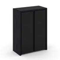 Шкаф для документов средний широкий (2 средних фасада стекло в раме) Corner (Корнер) COR.ST-2.4R Каштан Тоскана/Черный/Сатин Черная Рама 900×450×1231