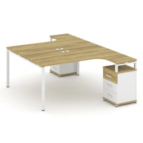 Concept Стол-бенч с 2 опорными тумбами CN.DSA-306 W Кобо/Металл Белый 1580×2400×750