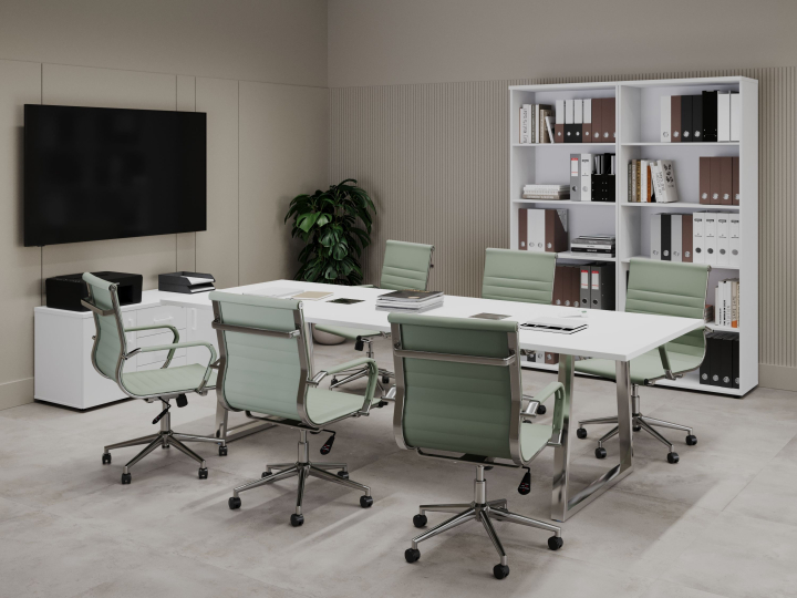 Столы для переговоров Style Project Direct Lux цвет Белый – Нержавеющая Сталь