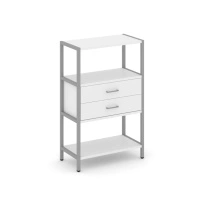 Односекционный стеллаж трехъярусный с ящиками Shelf System SN.STM-312 Тиквуд Светлый/Металл Серый 810×400×1246