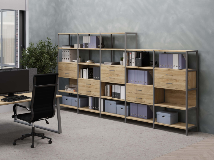 Мебель для персонала Shelf System цвет Тиквуд Светлый / Металл Белый